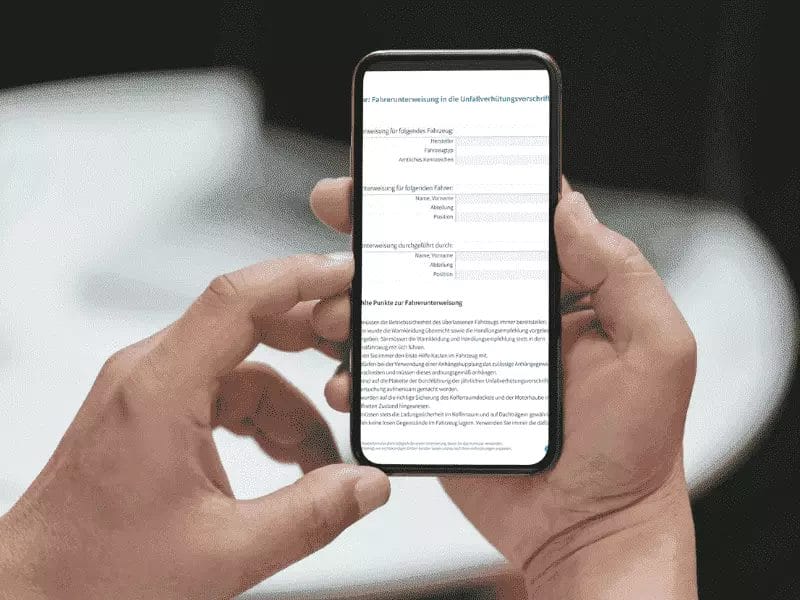 Erstunterweisung Muster auf Smartphone geöffnet
