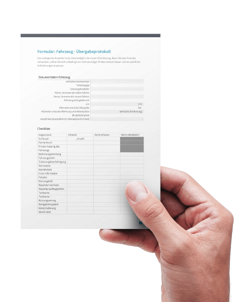 Fahrzeugübergabe Protokoll