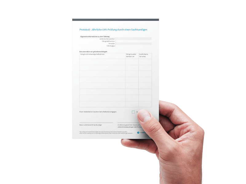 Protokoll Fahrzeugkontrolle durch Sachkundige Vorschau